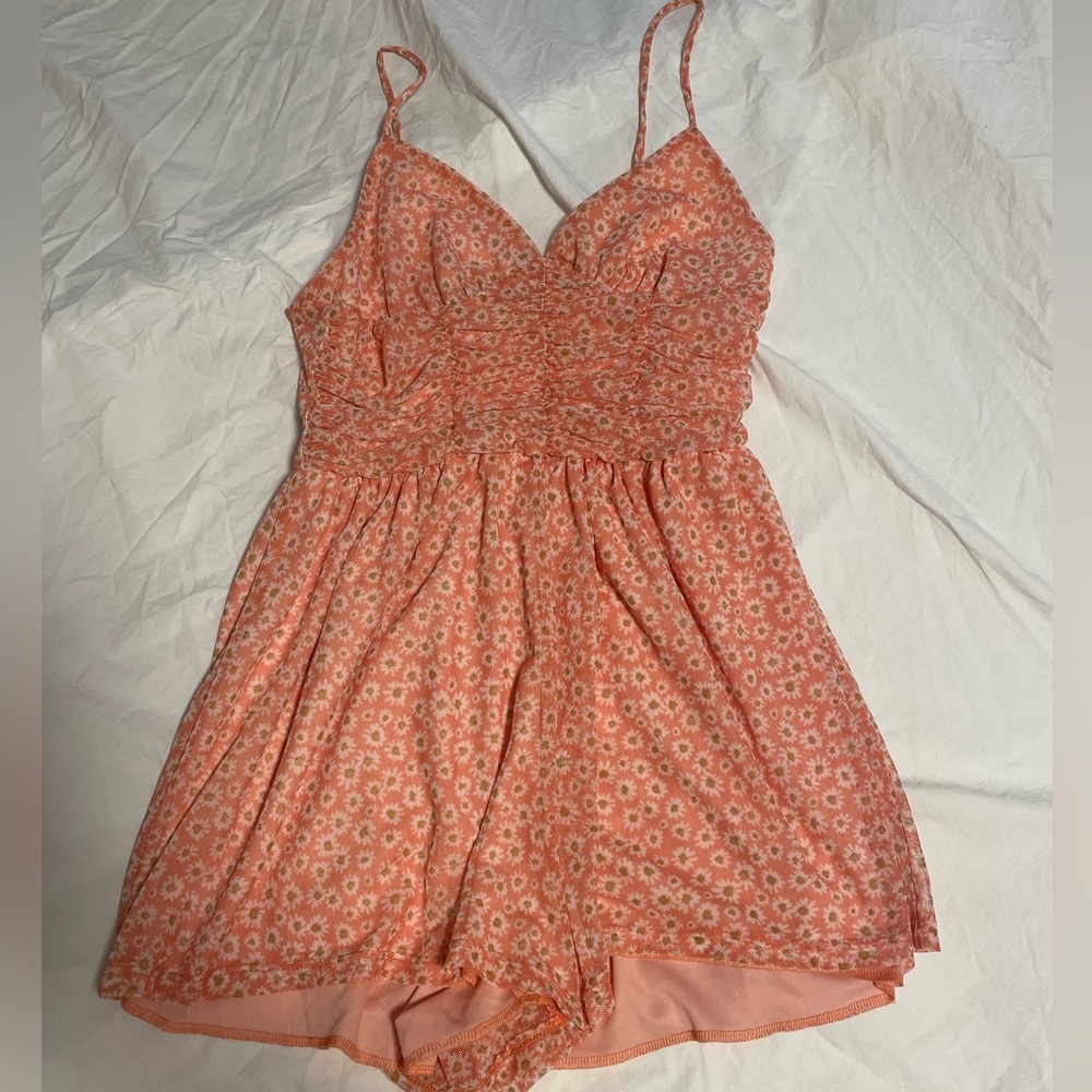 urban outfitters orange floral romper
